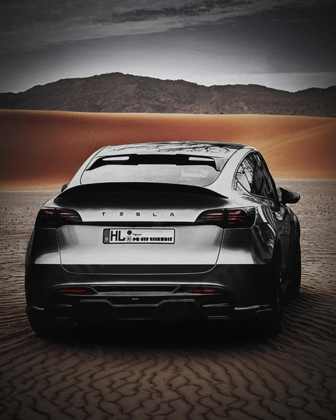 Tesla Model Y Performance AWD Long Range RWD Standard 2020 2021 2022 2023 2024 with Aftermarket Parts - V4 With Tow Hook Access Rear Diffuser Carbon Fiber / FRP from CMST Tuning