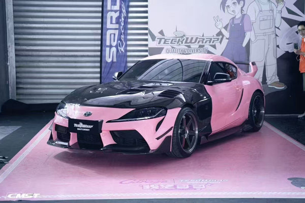 Toyota Supra MK5 A90 A91 3.0 2.0 2020 2021 2022 2023 2024 with Aftermarket Parts - V1 Vented Hood Bonnet Carbon Fiber / FRP from CMST Tuning