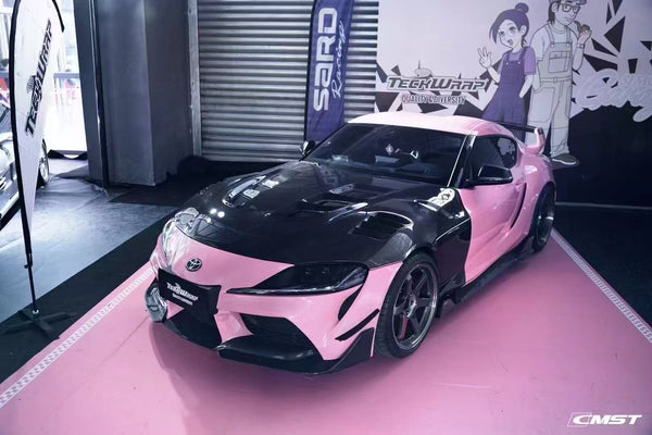 Toyota Supra MK5 A90 A91 3.0 2.0 2020 2021 2022 2023 2024 with Aftermarket Parts - V1 Vented Hood Bonnet Carbon Fiber / FRP from CMST Tuning