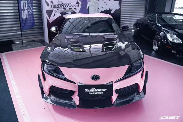 Toyota Supra MK5 A90 A91 3.0 2.0 2020 2021 2022 2023 2024 with Aftermarket Parts - V1 Vented Hood Bonnet Carbon Fiber / FRP from CMST Tuning