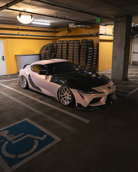 Toyota Supra MK5 A90 A91 3.0 2.0 2020 2021 2022 2023 2024 with Aftermarket Parts - V1 Vented Hood Bonnet Carbon Fiber / FRP from CMST Tuning