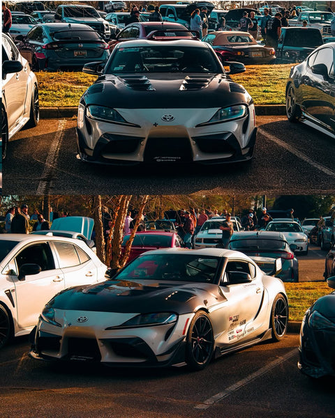 Toyota Supra MK5 A90 A91 3.0 2.0 2020 2021 2022 2023 2024 with Aftermarket Parts - V1 Vented Hood Bonnet Carbon Fiber / FRP from CMST Tuning