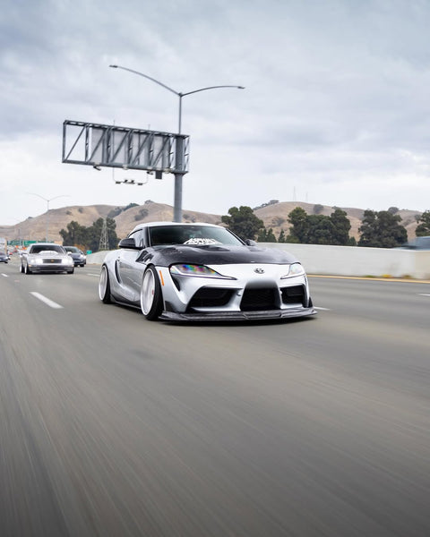 Toyota Supra MK5 A90 A91 3.0 2.0 2020 2021 2022 2023 2024 with Aftermarket Parts - V1 Vented Hood Bonnet Carbon Fiber / FRP from CMST Tuning