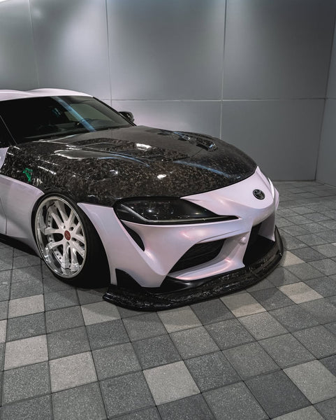 Toyota Supra MK5 A90 A91 3.0 2.0 2020 2021 2022 2023 2024 with Aftermarket Parts - V1 Vented Hood Bonnet Carbon Fiber / FRP from CMST Tuning