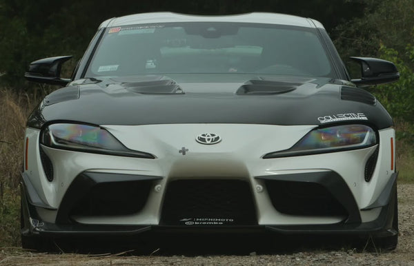 Toyota Supra MK5 A90 A91 3.0 2.0 2020 2021 2022 2023 2024 with Aftermarket Parts - V1 Vented Hood Bonnet Carbon Fiber / FRP from CMST Tuning