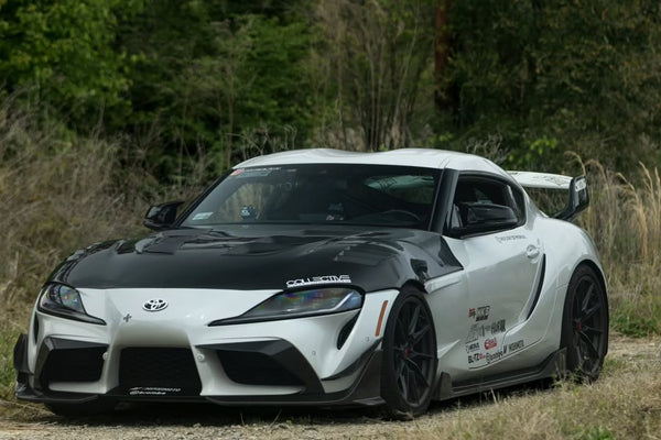 Toyota Supra MK5 A90 A91 3.0 2.0 2020 2021 2022 2023 2024 with Aftermarket Parts - V1 Vented Hood Bonnet Carbon Fiber / FRP from CMST Tuning