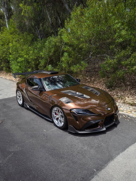 Toyota Supra MK5 A90 A91 3.0 2.0 2020 2021 2022 2023 2024 with Aftermarket Parts - V1 Vented Hood Bonnet Carbon Fiber / FRP from CMST Tuning