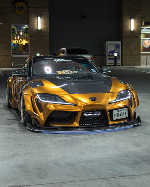 Toyota Supra MK5 A90 A91 3.0 2.0 2020 2021 2022 2023 2024 with Aftermarket Parts - V2 Tempered Glass Clearview Hood Bonnet Carbon Fiber / FRP from CMST Tuning