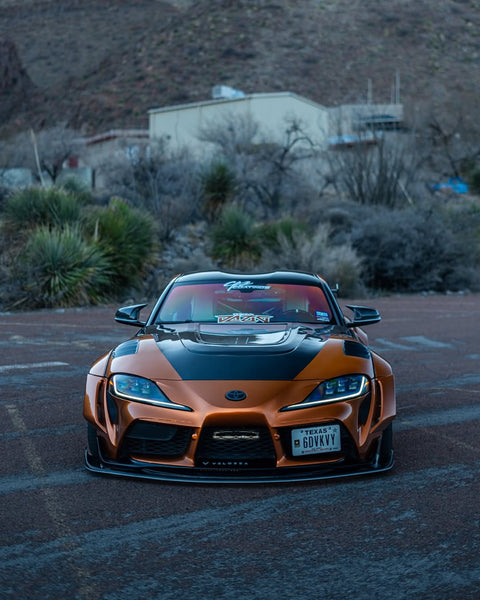 Toyota Supra MK5 A90 A91 3.0 2.0 2020 2021 2022 2023 2024 with Aftermarket Parts - V2 Tempered Glass Clearview Hood Bonnet Carbon Fiber / FRP from CMST Tuning