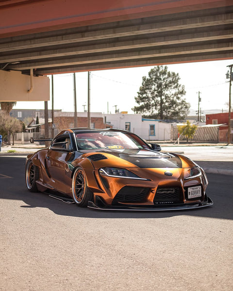 Toyota Supra MK5 A90 A91 3.0 2.0 2020 2021 2022 2023 2024 with Aftermarket Parts - V2 Tempered Glass Clearview Hood Bonnet Carbon Fiber / FRP from CMST Tuning