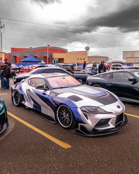 Toyota Supra MK5 A90 A91 3.0 2.0 2020 2021 2022 2023 2024 with Aftermarket Parts - V2 Tempered Glass Clearview Hood Bonnet Carbon Fiber / FRP from CMST Tuning