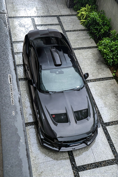 Ford Mustang S650 2.3 Ecoboost 5.0 GT Dark Horse 2024-ON with Aftermarket Parts - V1 GTD Style Hood Carbon Fiber / FRP from CMST Tuning