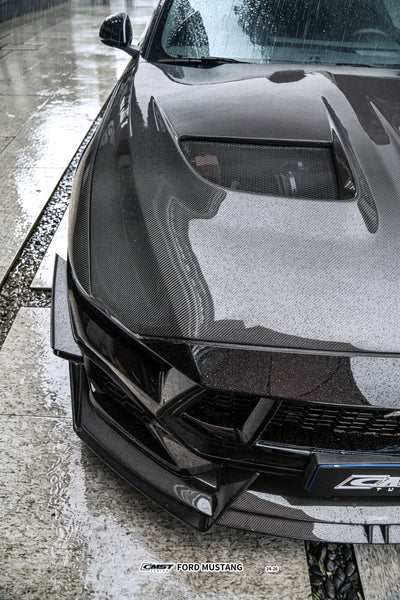 Ford Mustang S650 2.3 Ecoboost 5.0 GT Dark Horse 2024-ON with Aftermarket Parts - V1 GTD Style Hood Carbon Fiber / FRP from CMST Tuning