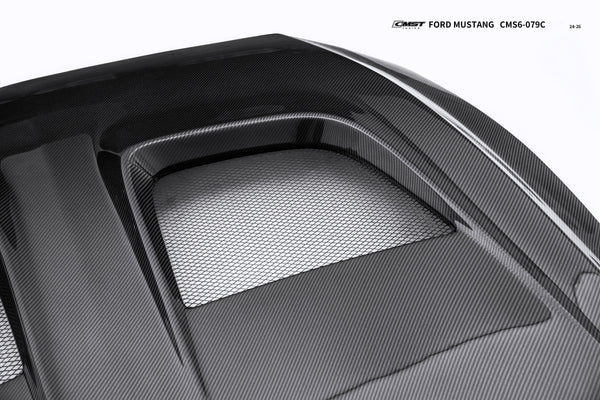 Ford Mustang S650 2.3 Ecoboost 5.0 GT Dark Horse 2024-ON with Aftermarket Parts - V1 GTD Style Hood Carbon Fiber / FRP from CMST Tuning