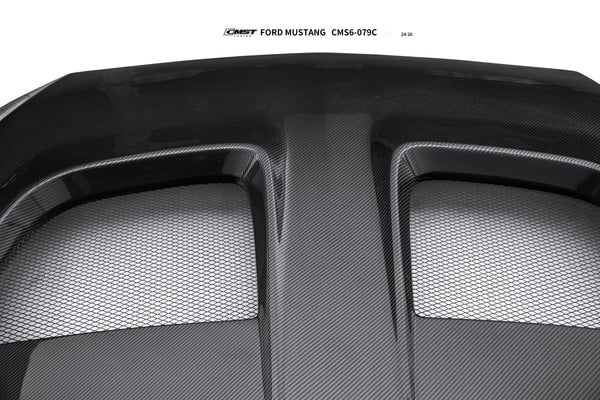 Ford Mustang S650 2.3 Ecoboost 5.0 GT Dark Horse 2024-ON with Aftermarket Parts - V1 GTD Style Hood Carbon Fiber / FRP from CMST Tuning