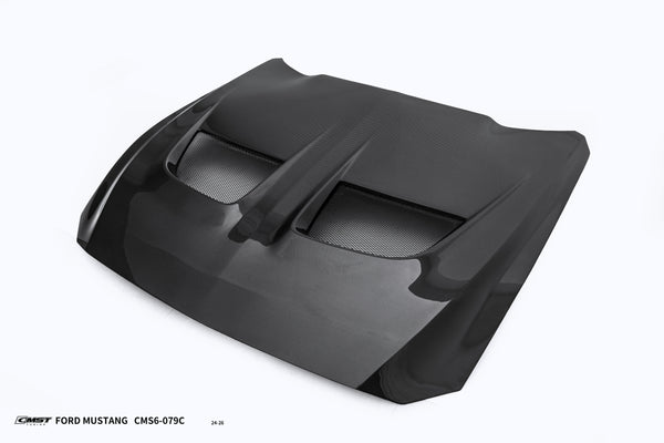 Ford Mustang S650 2.3 Ecoboost 5.0 GT Dark Horse 2024-ON with Aftermarket Parts - V1 GTD Style Hood Carbon Fiber / FRP from CMST Tuning