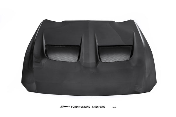 Ford Mustang S650 2.3 Ecoboost 5.0 GT Dark Horse 2024-ON with Aftermarket Parts - V1 GTD Style Hood Carbon Fiber / FRP from CMST Tuning