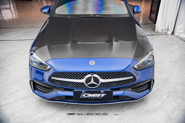 Mercedes Benz C-Class C63S C63 C43 AMG C300 W206 S206 2021-ON with Aftermarket Parts - V1 Hood Carbon Fiber / FRP from CMST Tuning