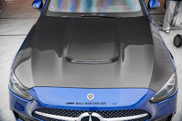 Mercedes Benz C-Class C63S C63 C43 AMG C300 W206 S206 2021-ON with Aftermarket Parts - V1 Hood Carbon Fiber / FRP from CMST Tuning