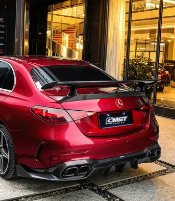 Mercedes Benz C-Class C63 C43 AMG C300 (with sport-package bumper) W206 S206 2021-ON with Aftermarket Parts - Rear Diffuser & Exhaust Carbon Fiber / FRP from CMST Tuning