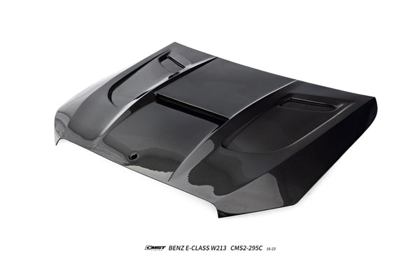Mercedes Benz E-Class E63S E63 E53 E43 AMG E550 E450 E400 E350 E300 W213 2017 2018 2019 2020 2021 2022 2023 with Aftermarket Parts - V1 Hood Carbon Fiber / FRP from CMST Tuning