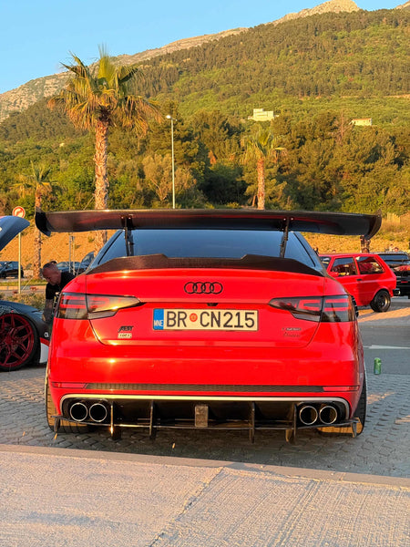 Audi RS3 S3 A3 8V/8V.5 2014 2015 2016 2017 2018 2019 2020 with Aftermarket Parts - V1 Style Rear Wing Carbon Fiber from CMST Tuning