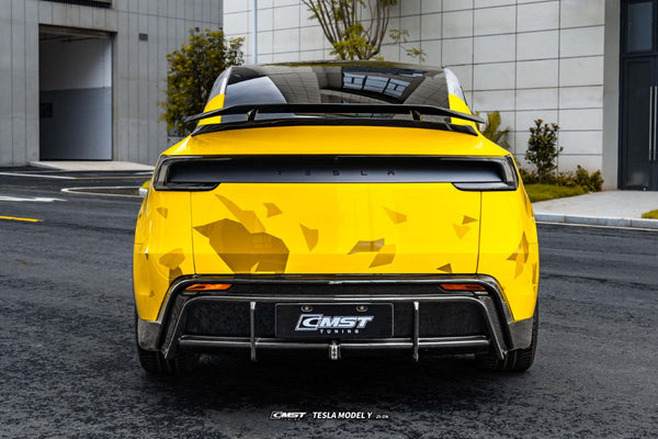 Tesla Model Y Juniper 2026-ON with Aftermarket Parts - V1 Rear Spoiler Carbon Fiber / FRP from CMST Tuning