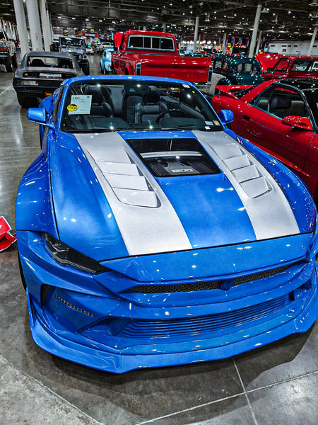 Ford Mustang GT 5.0 Mach1 Bullitt Ecoboost 2.3 S550.2 2018 2019 2020 2021 2022 2023 with Aftermarket Parts - V2 Clearview Glass Hood Bonnet Carbon Fiber / FRP from CMST Tuning