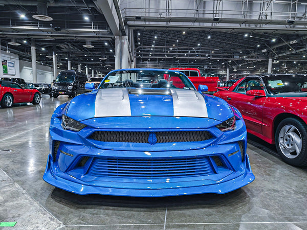 Ford Mustang GT 5.0 Mach1 Bullitt Ecoboost 2.3 S550.2 2018 2019 2020 2021 2022 2023 with Aftermarket Parts - V2 Clearview Glass Hood Bonnet Carbon Fiber / FRP from CMST Tuning