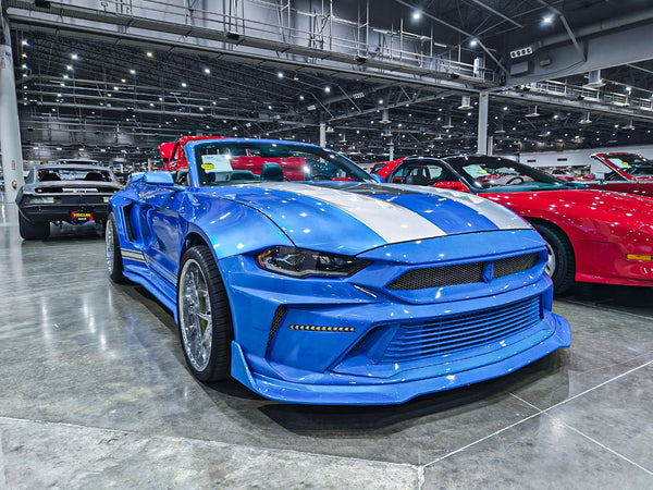 Ford Mustang GT 5.0 Mach1 Bullitt Ecoboost 2.3 S550.2 2018 2019 2020 2021 2022 2023 with Aftermarket Parts - V2 Clearview Glass Hood Bonnet Carbon Fiber / FRP from CMST Tuning