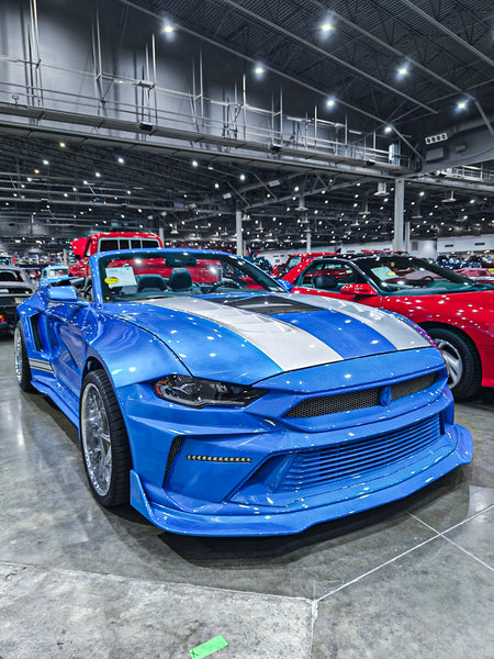 Ford Mustang GT 5.0 Mach1 Bullitt Ecoboost 2.3 S550.2 2018 2019 2020 2021 2022 2023 with Aftermarket Parts - V2 Clearview Glass Hood Bonnet Carbon Fiber / FRP from CMST Tuning