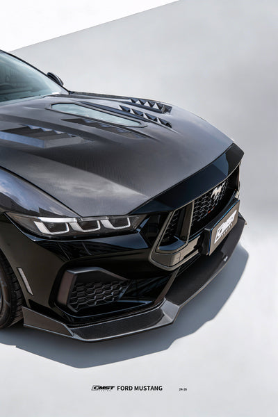 Ford Mustang S650 2.3 Ecoboost 5.0 GT Dark Horse 2024-ON with Aftermarket Parts - V2 Clearview Glass Transparent Hood Carbon Fiber / FRP from CMST Tuning
