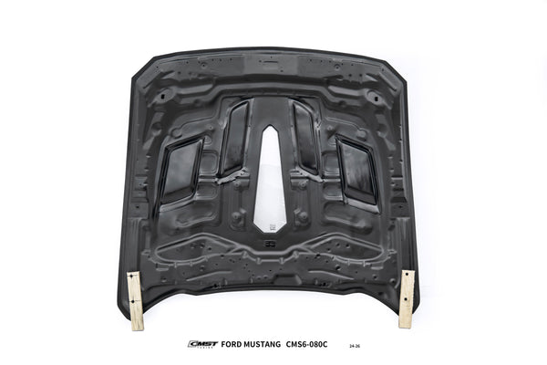 Ford Mustang S650 2.3 Ecoboost 5.0 GT Dark Horse 2024-ON with Aftermarket Parts - V2 Clearview Glass Transparent Hood Carbon Fiber / FRP from CMST Tuning