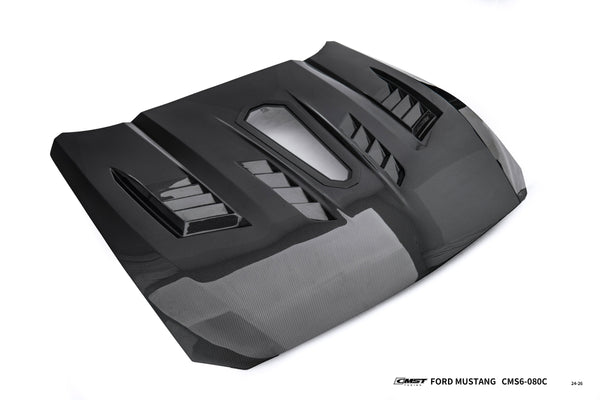 Ford Mustang S650 2.3 Ecoboost 5.0 GT Dark Horse 2024-ON with Aftermarket Parts - V2 Clearview Glass Transparent Hood Carbon Fiber / FRP from CMST Tuning