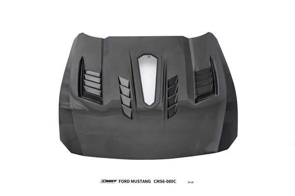 Ford Mustang S650 2.3 Ecoboost 5.0 GT Dark Horse 2024-ON with Aftermarket Parts - V2 Clearview Glass Transparent Hood Carbon Fiber / FRP from CMST Tuning