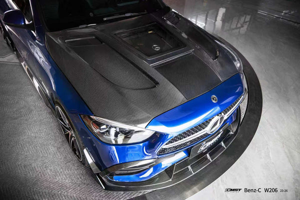 Mercedes Benz C-Class C63S C63 C43 AMG C300 W206 S206 2021-ON with Aftermarket Parts - V2 Hood Carbon Fiber / FRP from CMST Tuning