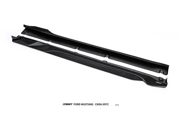 Ford Mustang S650 2.3 Ecoboost 5.0 GT Dark Horse 2024-ON with Aftermarket Parts - V2 Side Skirts Carbon Fiber / FRP from CMST Tuning