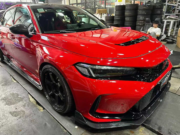 Honda Civic Type-R FL5 2023-ON with Aftermarket Parts - V2 Side Skirts Dry Pre-preg Carbon Fiber / FRP from CMST Tuning