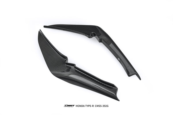 Honda Civic Type-R FL5 2023-ON with Aftermarket Parts - V2 Style Front Canards Dry Pre-preg Carbon Fiber / FRP from CMST Tuning