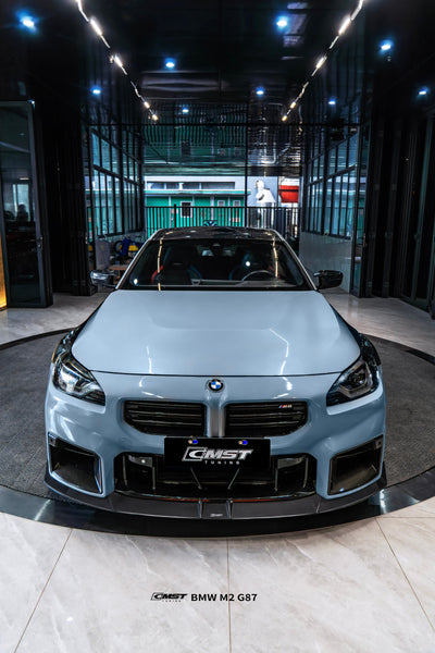 BMW M2CS M2 G87 2023-ON with Aftermarket Parts - V2 Style Front Lip Dry Pre-preg Carbon Fiber / FRP from CMST Tuning