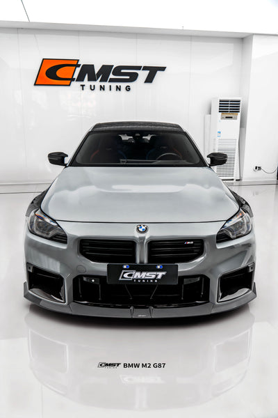 BMW M2CS M2 G87 2023-ON with Aftermarket Parts - V2 Style Front Lip Dry Pre-preg Carbon Fiber / FRP from CMST Tuning