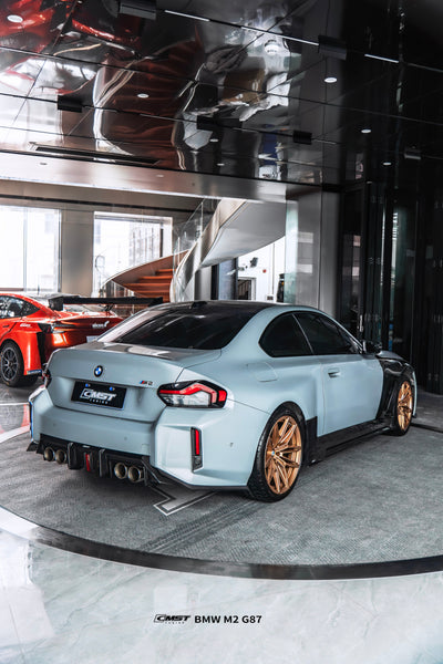 BMW M2CS M2 G87 2023-ON with Aftermarket Parts - V2 Style Rear Diffuser Dry Pre-preg Carbon Fiber / FRP from CMST Tuning