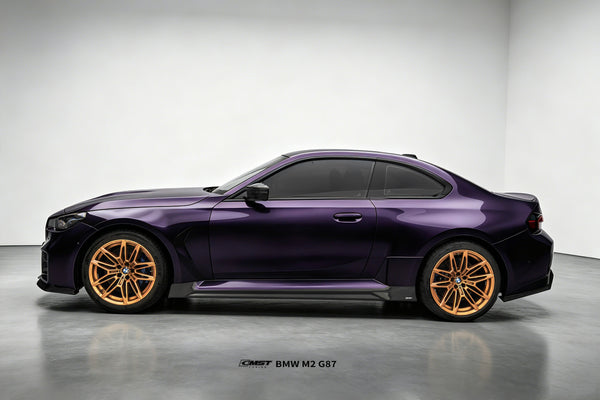 BMW M2CS M2 G87 2023-ON with Aftermarket Parts - V2 Style Side Skirts Dry Pre-preg Carbon Fiber / FRP from CMST Tuning