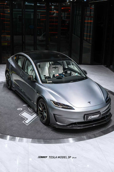 Tesla Model 3 Performance 2024-ON with Aftermarket Parts - V1 Front Lip Carbon Fiber / FRP from CMST Tuning