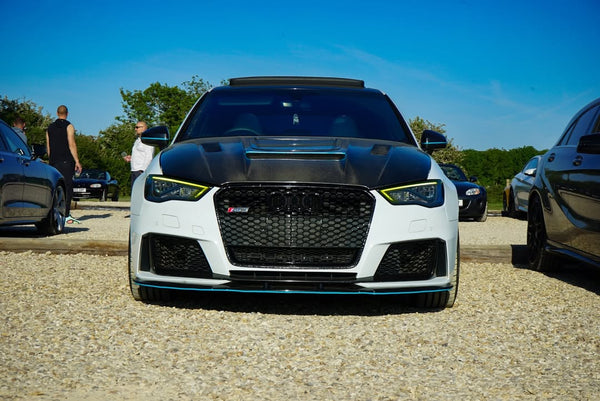 Audi RS3 S3 A3 8V / 8V.5 2014 2015 2016 2017 2018 2019 2020 with Aftermarket Parts - V3 Hood Bonnet Carbon Fiber / FRP from CMST Tuning