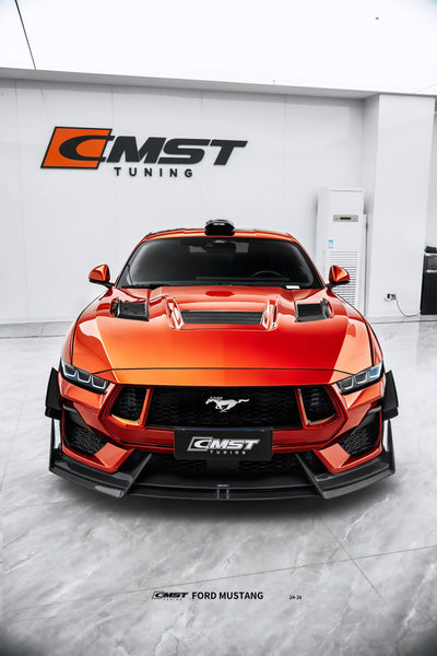 Ford Mustang S650 2.3 Ecoboost 5.0 GT Dark Horse 2024-ON with Aftermarket Parts - V3 Hood Carbon Fiber / FRP from CMST Tuning