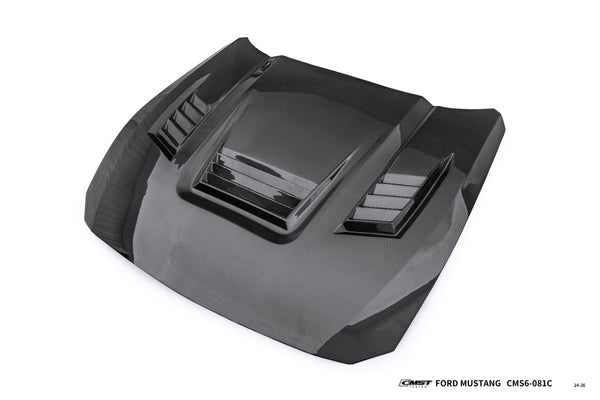 Ford Mustang S650 2.3 Ecoboost 5.0 GT Dark Horse 2024-ON with Aftermarket Parts - V3 Hood Carbon Fiber / FRP from CMST Tuning