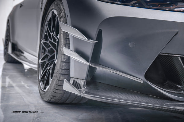 BMW M3CS M3C M3 G80 G81 2021-ON &  M4CS M4C M4 G82 G83 2021-ON with Aftermarket Parts - V2 Style Front Canards Dry Pre-preg Carbon Fiber / FRP from CMST Tuning