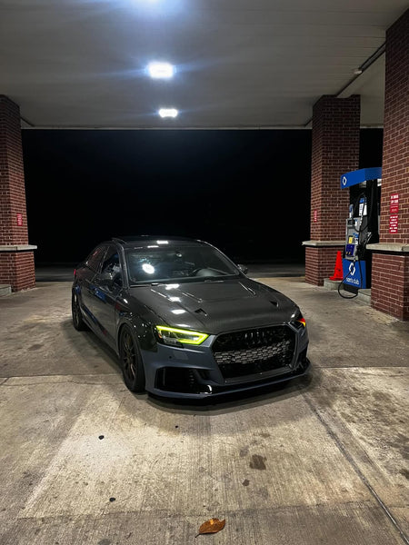Audi RS3 S3 A3 8V / 8V.5 2014 2015 2016 2017 2018 2019 2020 with Aftermarket Parts - V4 Hood Bonnet Carbon Fiber / FRP from  CMST Tuning