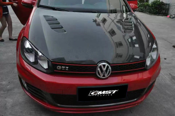 Volkswagen Golf Base GTI R MK6 MK6.5 2010 2011 2012 2013 2014 with Aftermarket Parts - Hood Bonnet Carbon Fiber / FRP from CMST Tuning